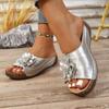 New Style Wedge Heel Thick-soled Fish-mouth One-line Shoes, Women's Shoes, Hollowed-out Beach Flip-flops