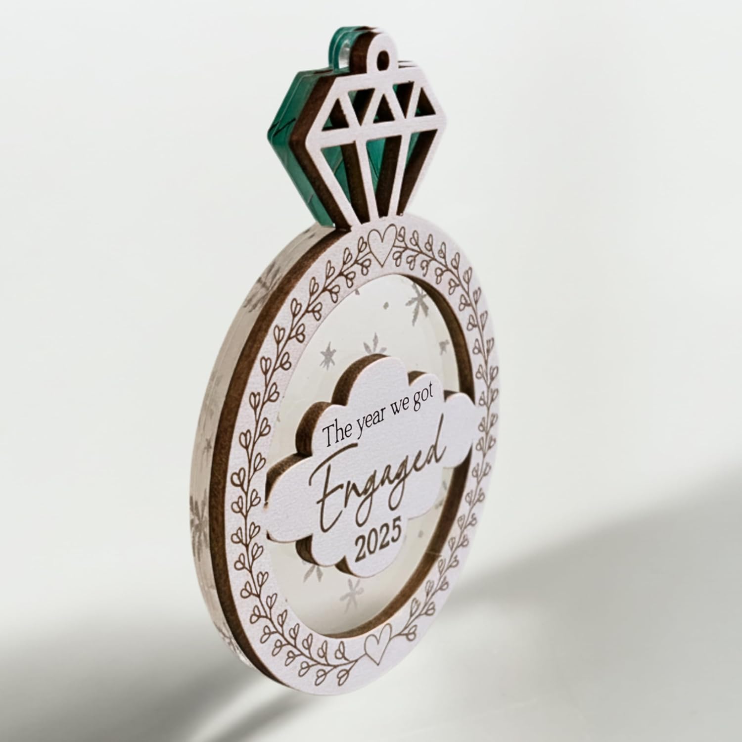 2025 Engagement Ornament, Engaged Ornament 2025, Couples Ornaments, Engagement Ring Ornaments, 3D Wooden Acrylic Cut Xmas Gifts for Him Her Engaged