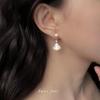 5A Grade Freshwater Pearl Fan-Shaped Mother-of-Pearl Earrings in 18k Gold