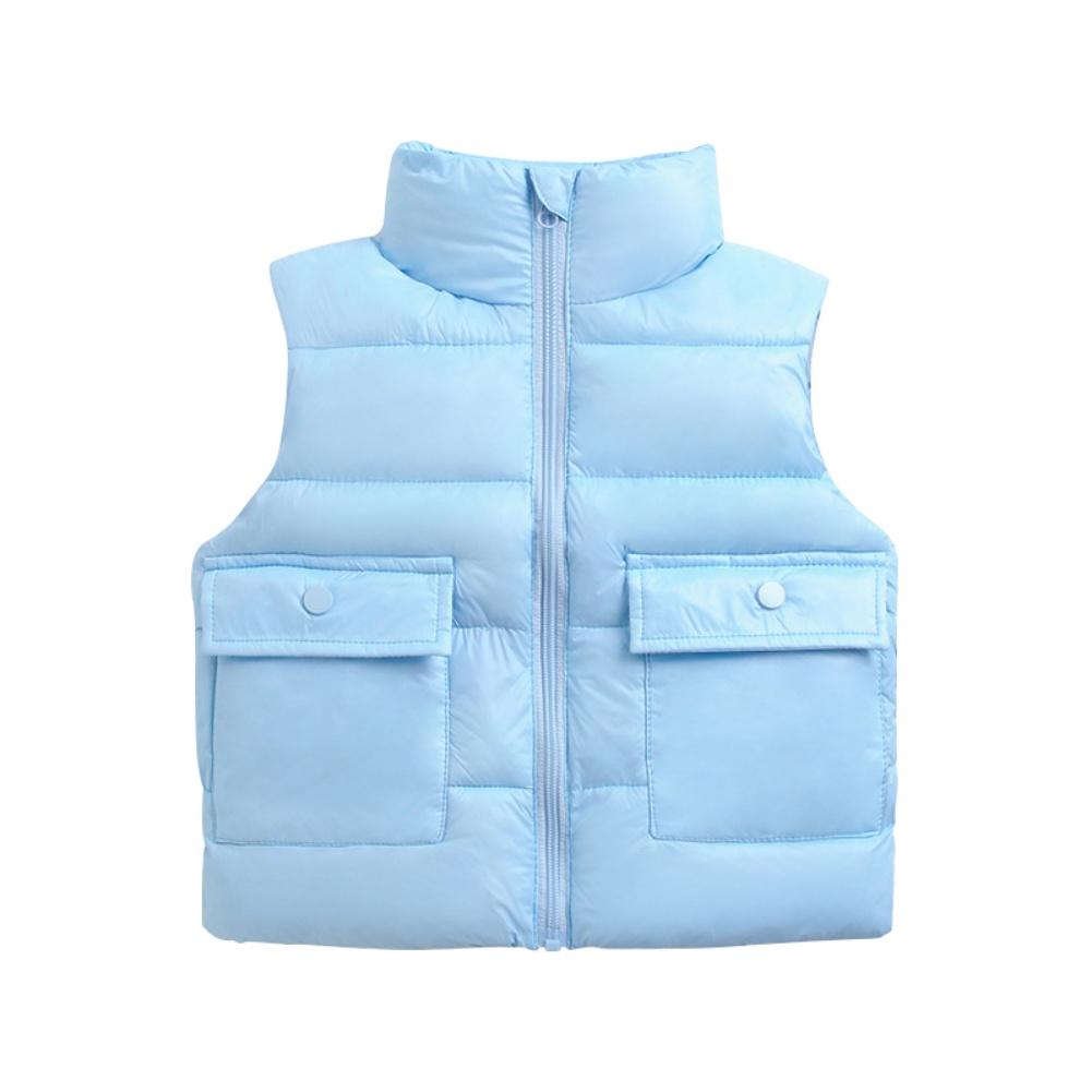 Dětská jednobarevná péřová vesta pro děti 2-8 let Podzim Zima Teplá a zesílená vesta na zip