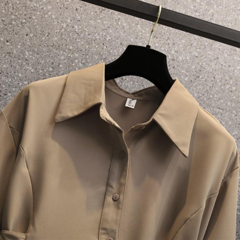 Plus Size Women's Spring Fashion Is Thin, Western Style Blouse, Waist, Chic Fried Street Shirt