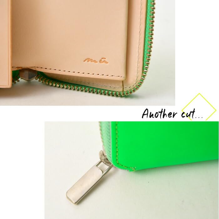 Moo 75030 Short Wallet, Zipper-Around, Bifold, Neon Color, Unisex, Men's and Women's, Green