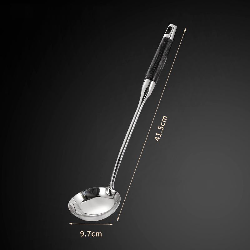 Ebony & Stainless Steel Kitchen Utensil Set with Spatula and Ladle