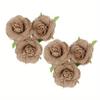 3pcs/set Natural Jute Hessian Flower Handmade Burlap Rose Vintage Wedding Decoration Party Hat Craft DIY Party Decoration