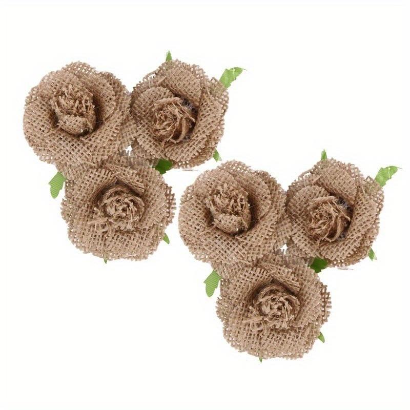 3pcs/set Natural Jute Hessian Flower Handmade Burlap Rose Vintage Wedding Decoration Party Hat Craft DIY Party Decoration