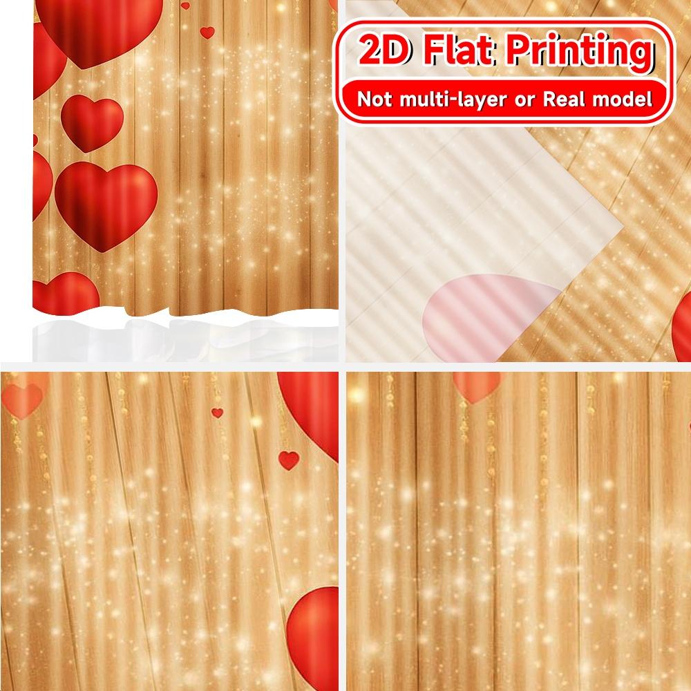 2pcs   2D FLAT PRINTING Curtains (Without Rod) Heartful Glow Minimalist holiday curtains Versatile Fabric Curtains Gifts Perfect