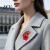 Victory Blossom Pin Never Forgotten Brooch, Red Flower Lapel Commemorative Blazer with Rhinestone, Alloy Memorial Badge Jewelry for Veterans