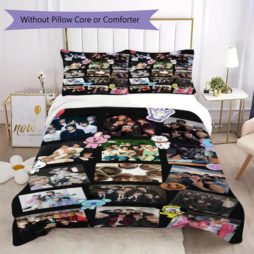 Cute Sticker Collage Threepiece Set Without Core 1 Duvet Cover 2 Pillowcase Without Core Soft And Comfortable Duvet Cover And Pillowcase