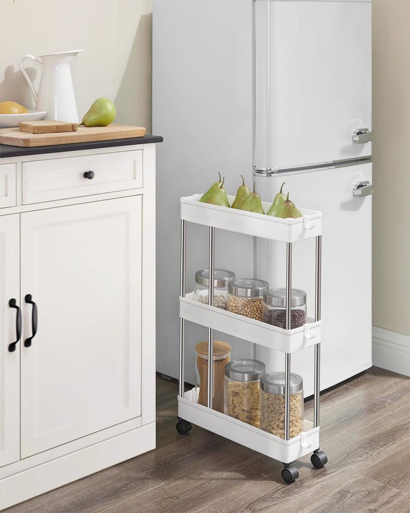Cabinet On Wheels with 3 Shelves, White - KSC007W01