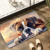 1pc 2D Flat Boxer Dog Face Close Up Realistic Portrait Flannel Door Mat Non Slip Pet Lover Rug For Entryway Hallway Floor Decor