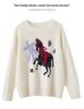 2025 Autumn/Winter Women's Pure Wool Round Neck Jacquard Horse Sweater