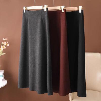 Modischer Damen-Woll-A-Linen-Langrock - Herbst/Winter 2026, Elegantes Samt, Schönes Temperament Schirmdesign.