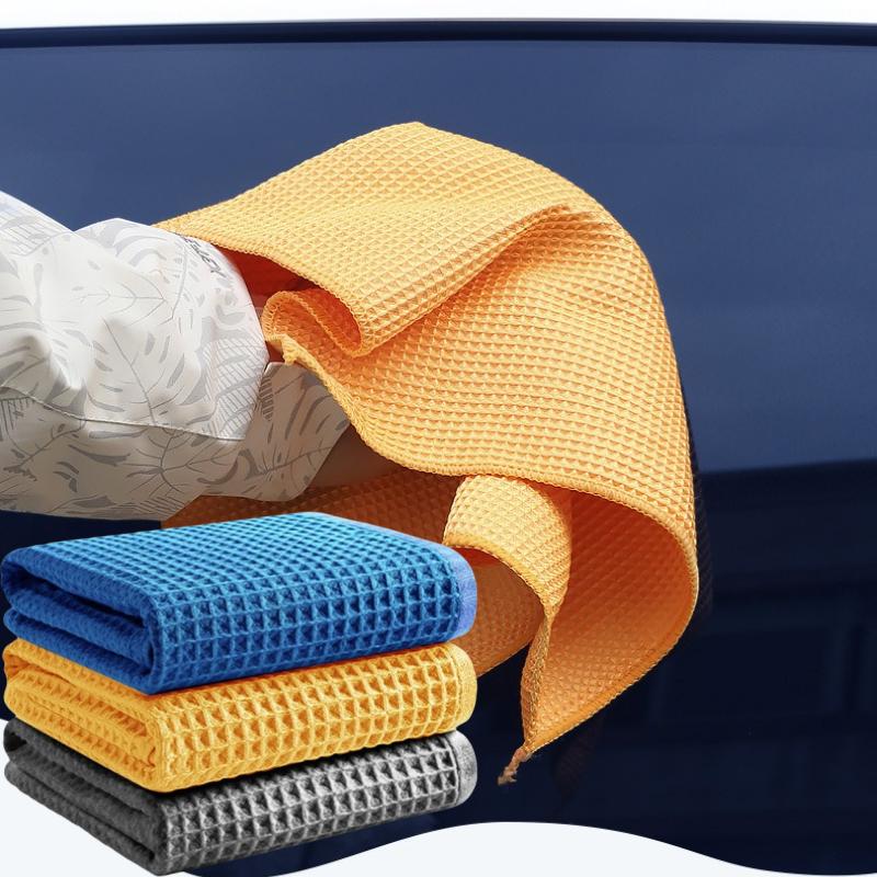 Car Wash Towel Glass Cleaning Water Drying Microfiber Window Clean Wipe Auto Detailing Waffle Weave for Kitchen Bath Home Office