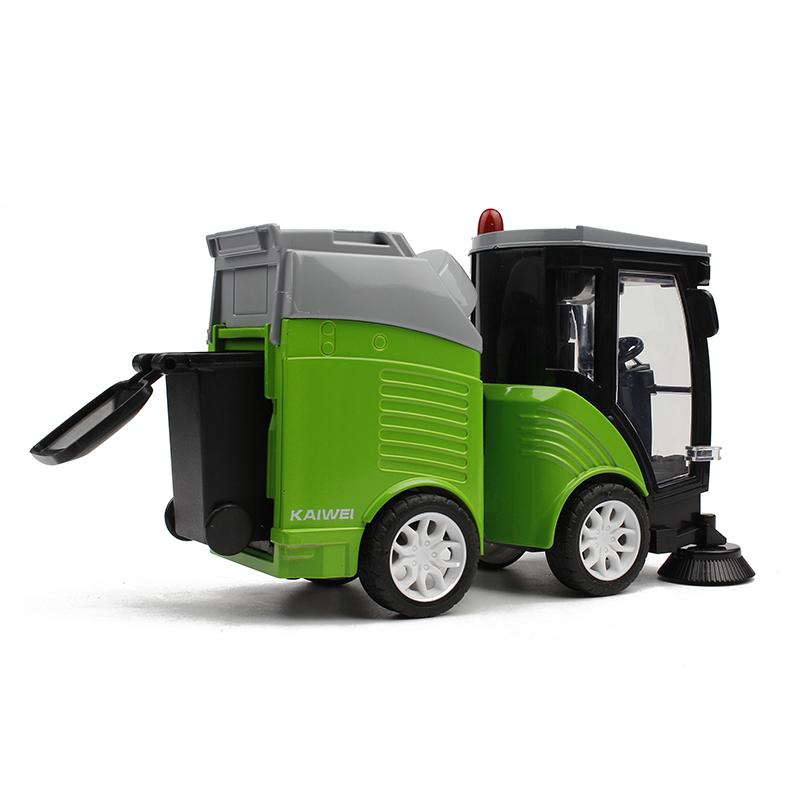 Alloy Sweeper Model Diecast Road Cleaning Refuse Bin Classification Sanitation Vehicles Car Model Sound and Light Kids Gifts