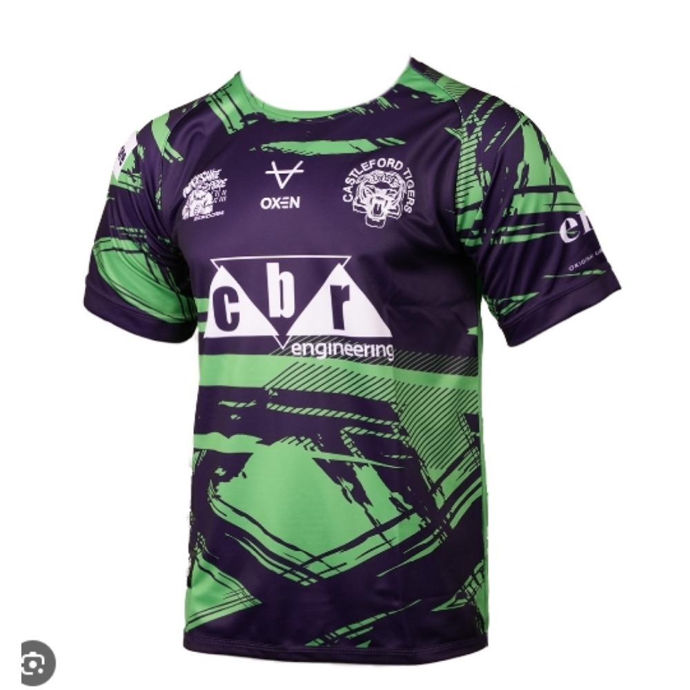 Rugby 2026 Uomini e Donne New Castleford Tigers Abbigliamento Sportivo Inghilterra Moda Maglietta a Maniche Corte Larga Traspirante Asciugatura Rapida