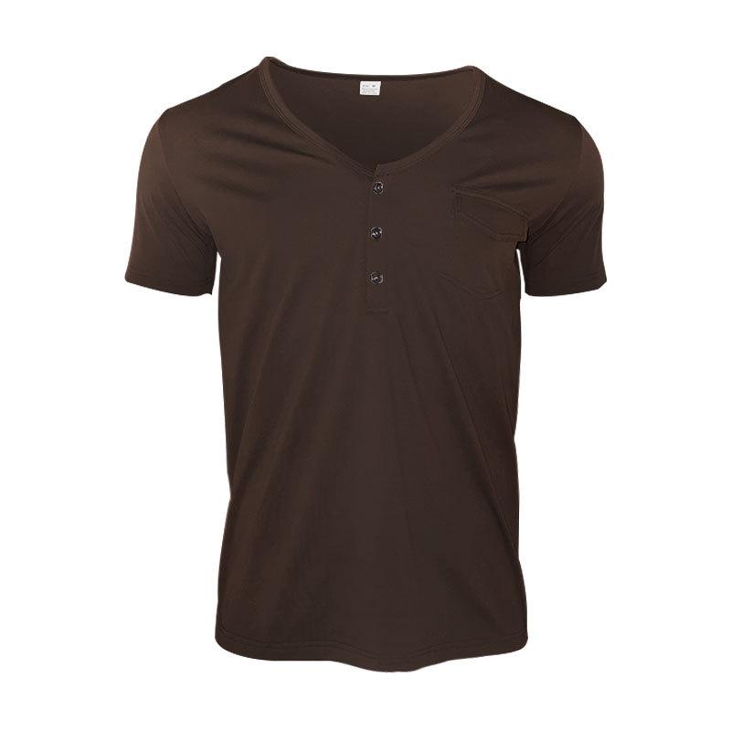 

Мужская летняя повседневная футболка на пуговицах с короткими рукавами XXXL коричневый