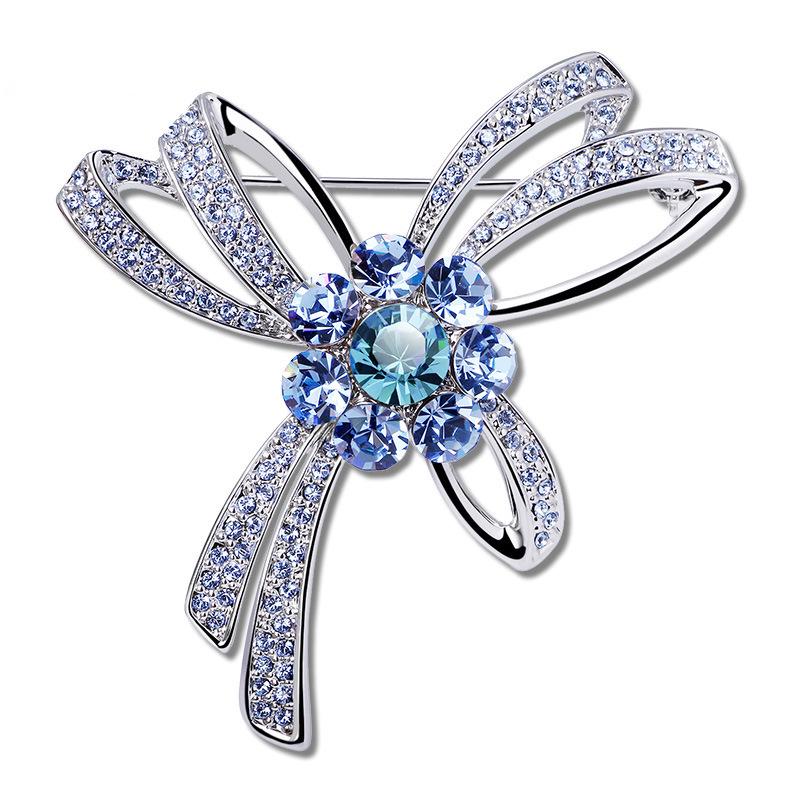 Elegant Crystal Bow Brooch for Women - European and American Style Accessories