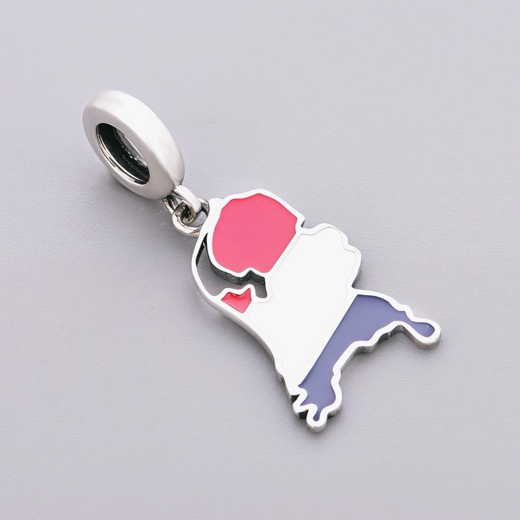 925 Silver Pan Charms Fit Original Bracelet Europe Greece Iceland France Italy Finland Flag Map Dangle Bead for Jewelry Making