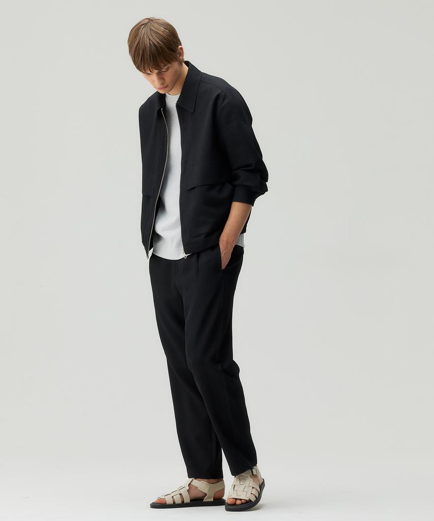 MINDBRIDGE [Couture] One-Pleat Relaxed Fit Textured Full Elastic Waist Pants