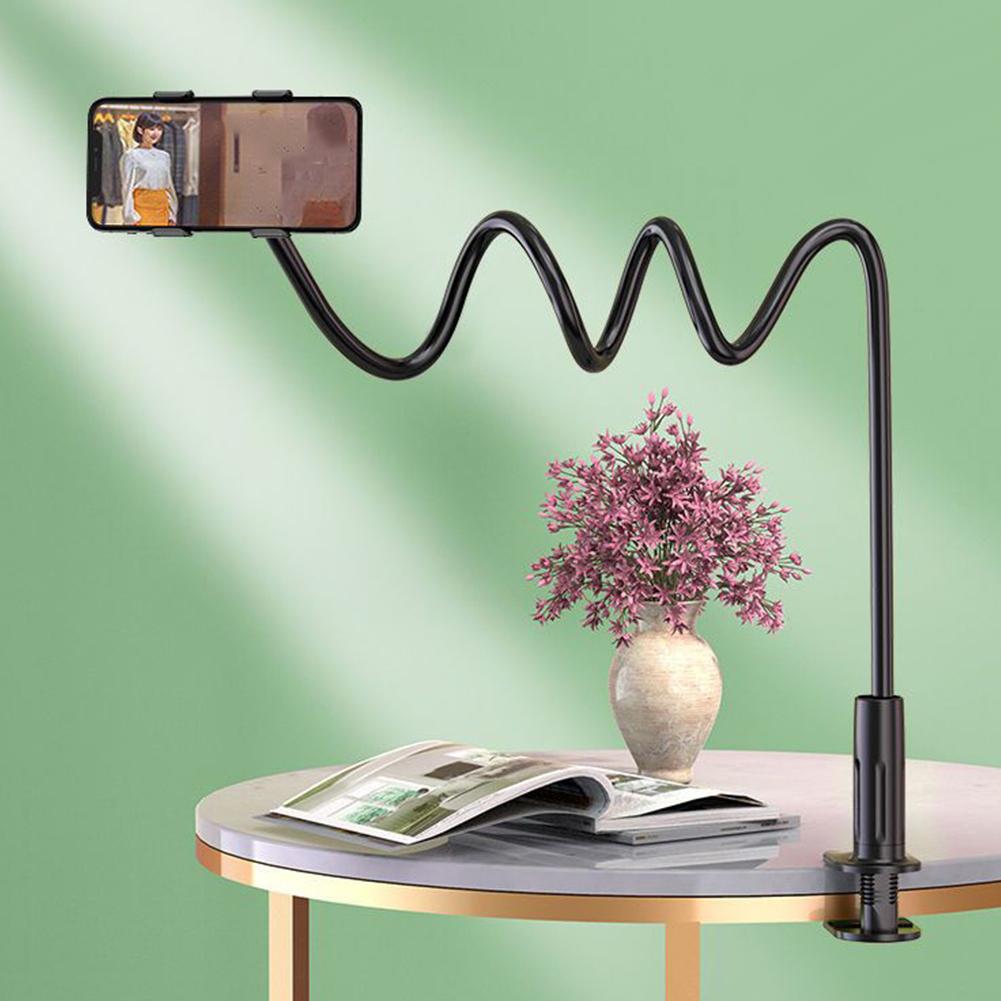 Bedside Phone Holder Clip 360°Rotatable Flexible Long Arm Stand Multi-Purpose Overhead Cell Phone Clamp for Bedroom Living Room