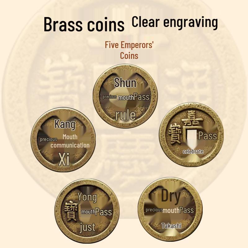 Self-Adhesive Magnetic Five Emperors Coins Wealth Sticker for Doors