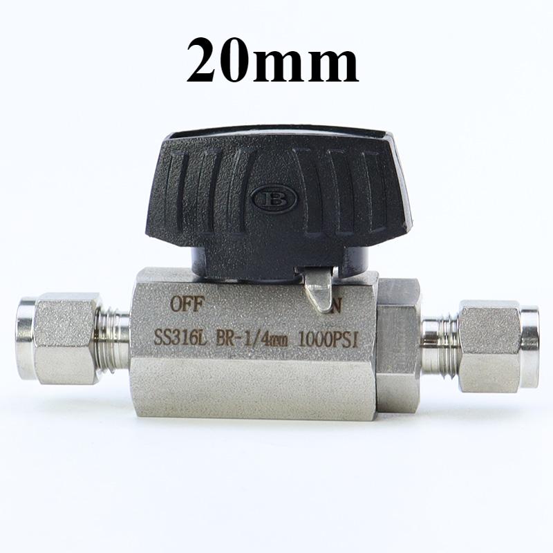 6 8 10 12 14 16 mm 1/4" 3/8" 1/2" 3/4" 1" Inch Tube OD Compression Union 316L Stainles Steel Hex Ball Valve 1000 PSI