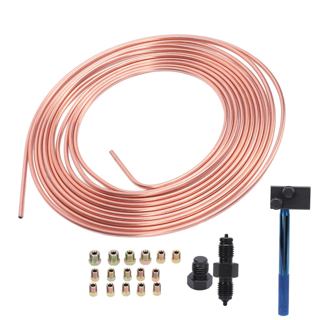 316in X25ft Brake Line Replacement Tubing Coil and Fitting Kit with Double Flaring Tool for