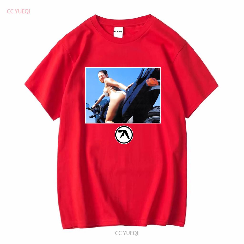 Aphex Twin windowlicker das Mädchen Motorrad T-Shirt tee schwarz vintage gewaschen leicht lässig Unisex vielseitig bequem
