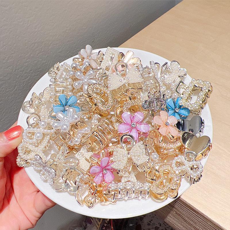 Elegant Pearl Hair Clip for Women - High-End Half Updo Shark Clip 10-piece mixed style (opp bag)