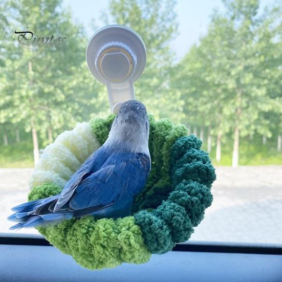 2-in-1-Vogelnest, Korallensamt, warmes Nest mit abnehmbarem Saugnapf, fahrzeugmontiertes Vogelplüschnest für Papageien, Wellensittiche, Unzertrennliche