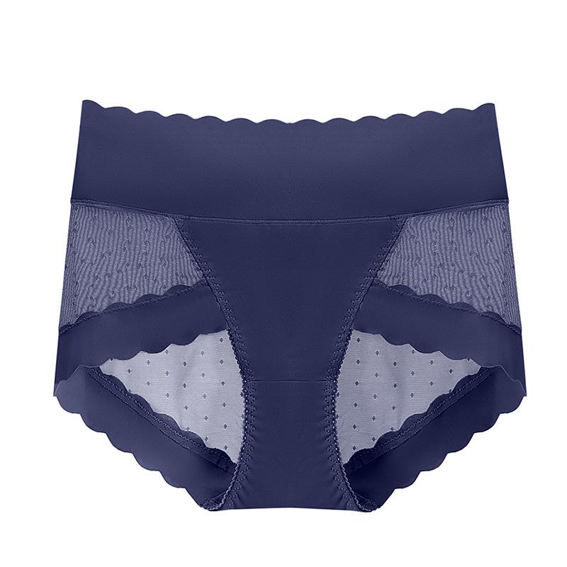 High Waisted Lace Women's Underwear with Ice Silk Knickers Breathable Seamless Sexy Cinched Lifted Buttocks Shorts Summer Thin Version Panties