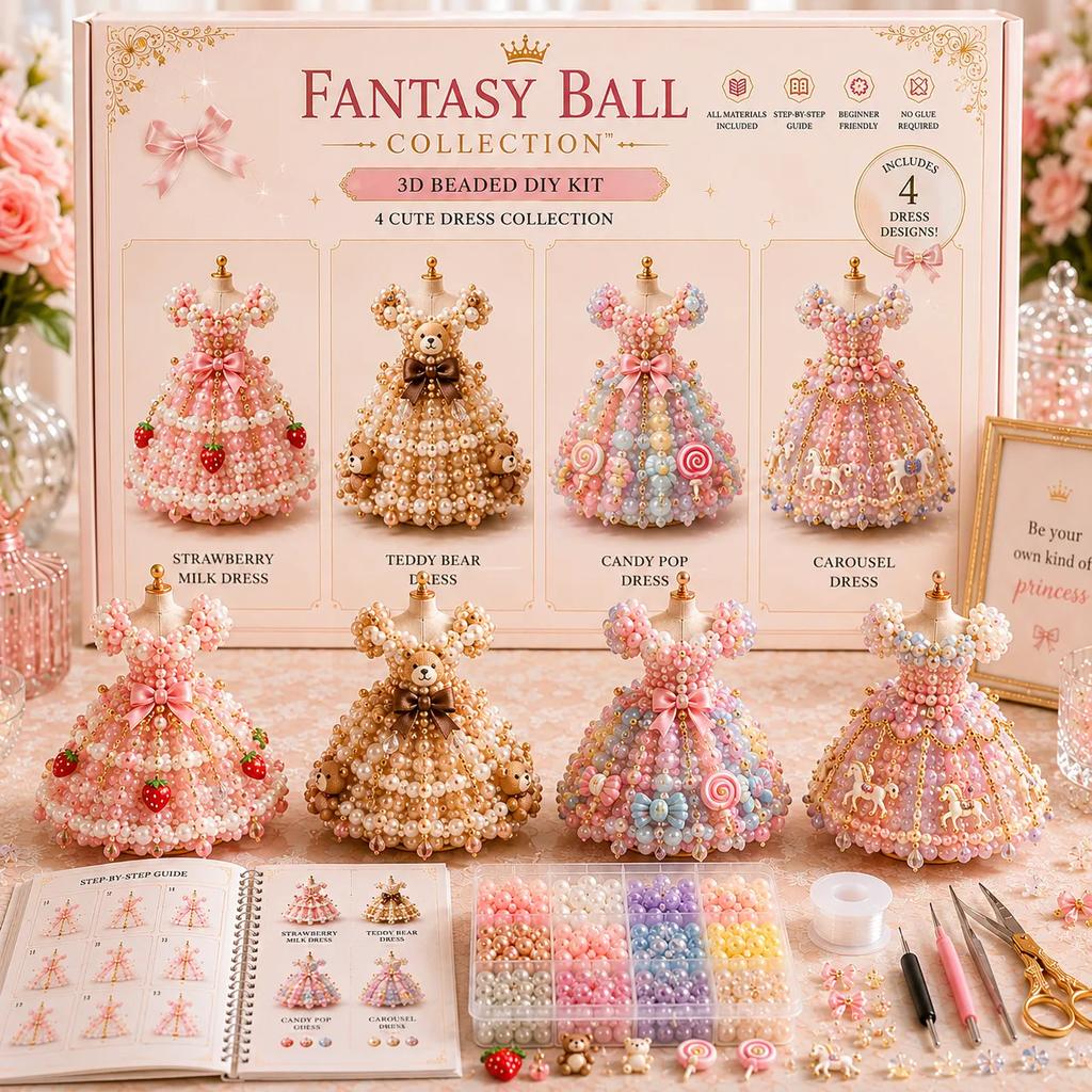 Handmade Beaded Dress DIY Kit for Crafting and Decoration Elegant Miniature Dress Model with Detailed Beadwork for Home Display