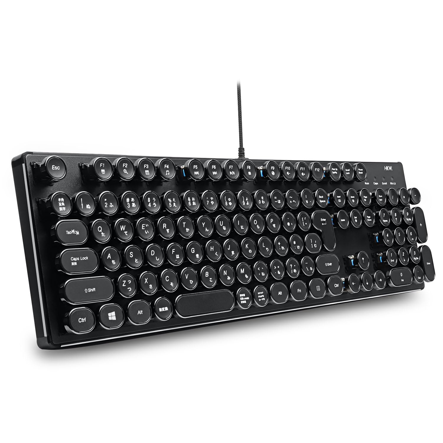 

style mechanical keyboard blue axis JIS standard 109 keys USB wired Japanese keyboard HKW.Typewriter (black)