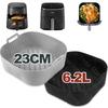 Forma Quadrada para Air Fryer de 23cm para Philips Série 2000 NA230/00 COSORI 5.5L/6L/6.2L Acessórios Reutilizáveis para Airfryer XXL