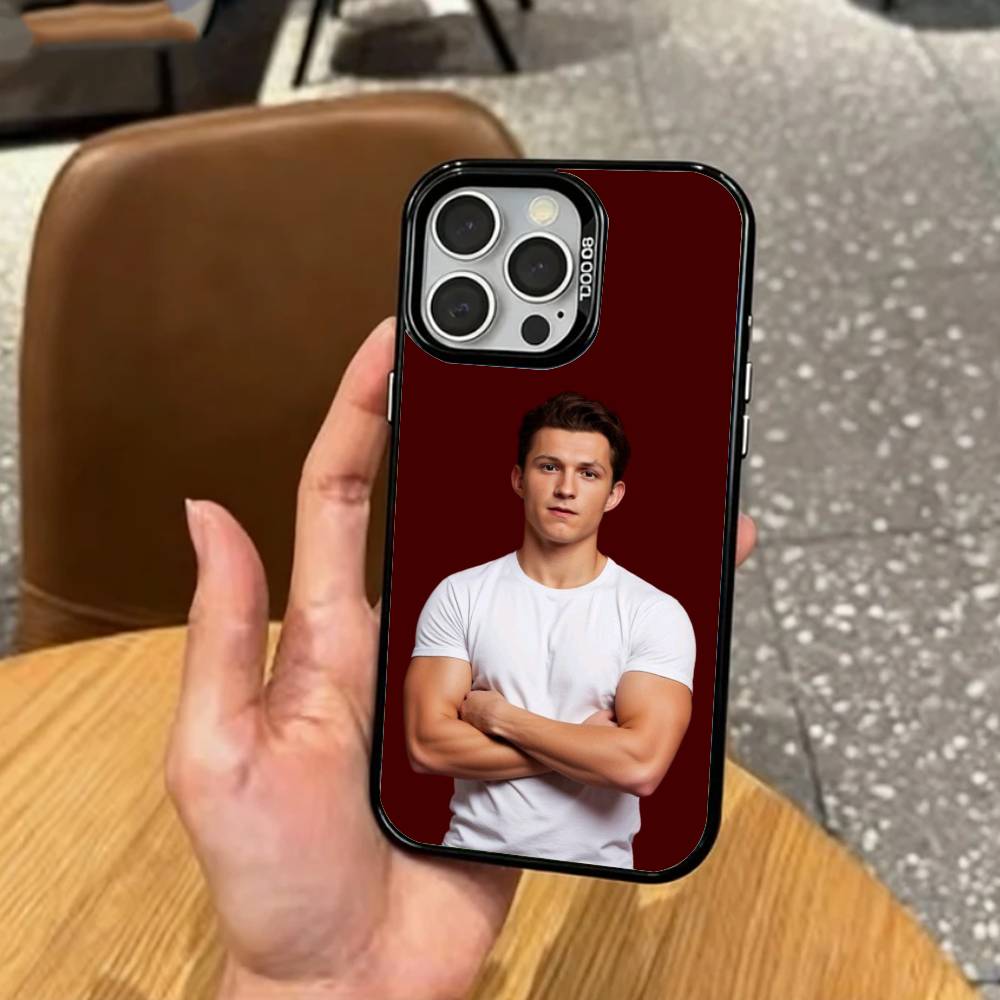 Handsome British Actor Tom Holland   Phone Case For iPhone17,16,15,14,13,12,11 Plus,Pro Max Colored Silver Plated Inside Cover