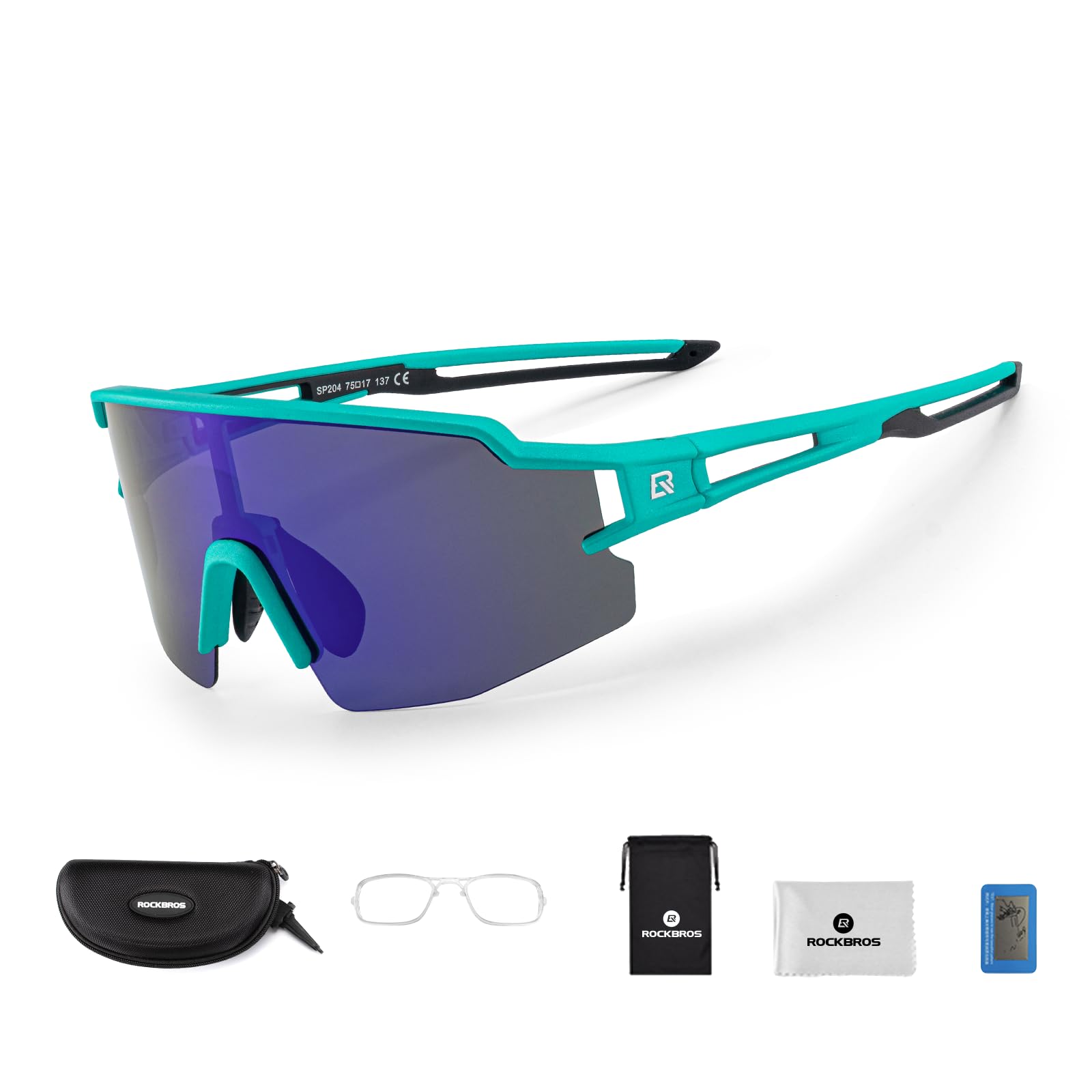 

ROCKBROS Polarized Sports UV400 UV Glare Storage Pouch Cycling Blue Sunglasses, Sunglasses, Protection, Ultra-lightweight, Reduction, Included, синий