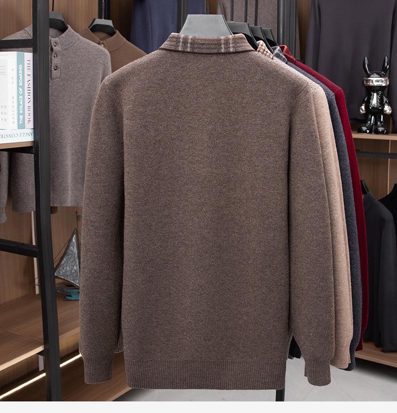 New Arrivals: Men's 100% Pure Wool Thickened Pullover - 400g Winter Sweater for Middle-Aged and Elderly