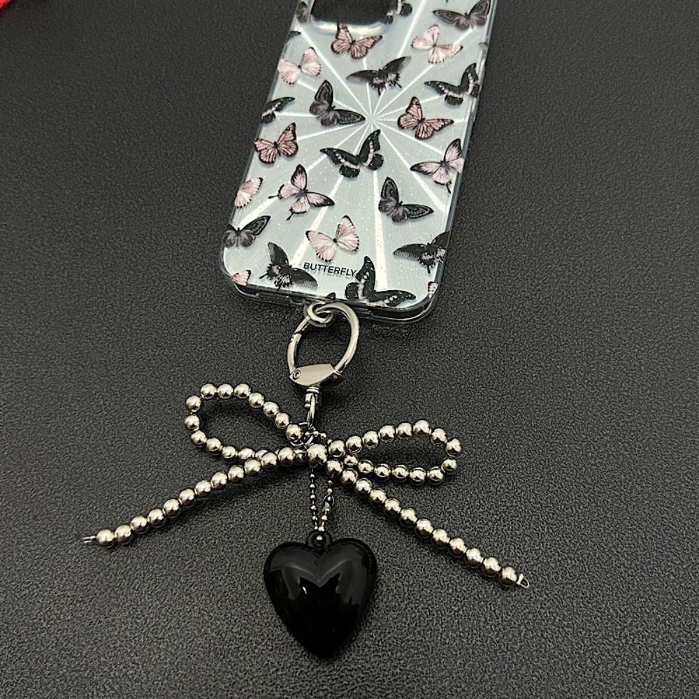 Colorful Bowknot Beaded Keychain Resin Lovely Bag Pendant Minimal Design Cute Car Keyring  Unisex