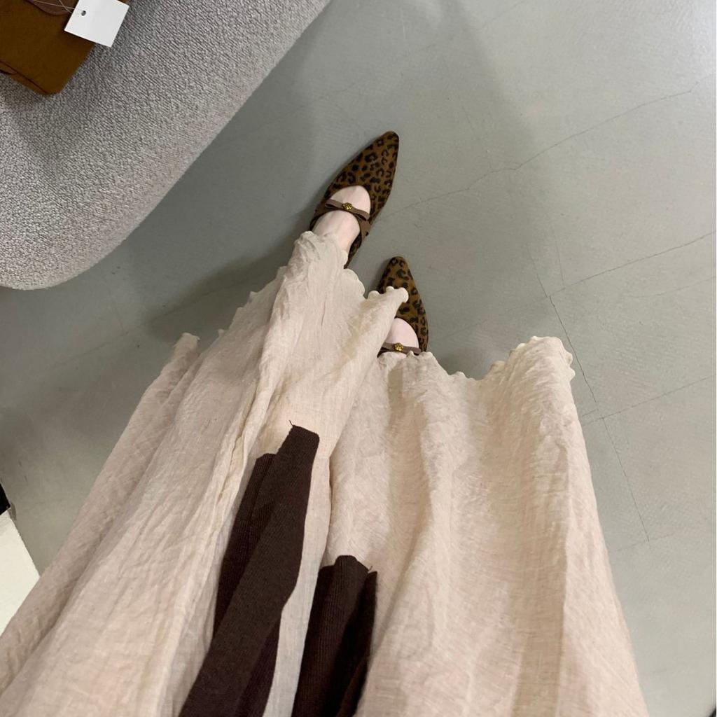 2025 autumn and winter new pointed suede bow leopard print word with shallow mouth soft sole Doudou women's single shoes