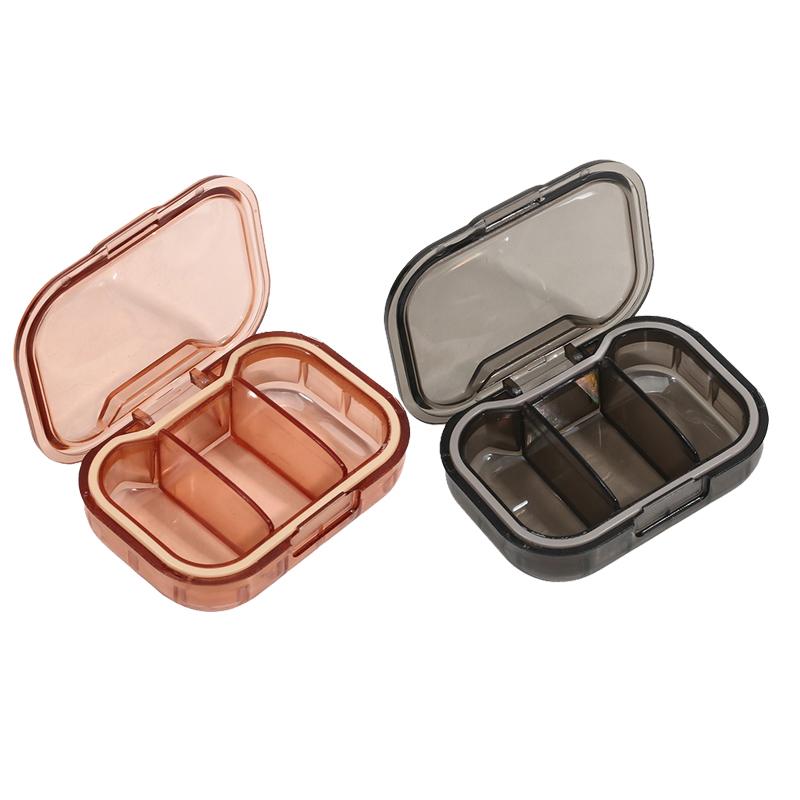 1/2/3pcs 3-Compartment Waterproof Pill Organizer Box Portable Mini Plastic Medicine Case Dustproof Compact Storage