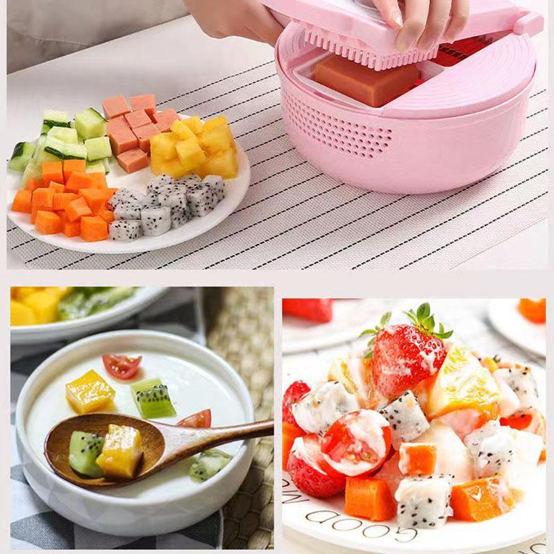 13-piece Kitchen Vegetable Cutter Dicer Shredded Sliced Fruit Divider Upgrade Storage Box for Salad Potato Tomato