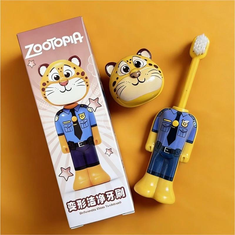

Zootopia Retractable Toothbrush Cute Cartoon Nick Judy Anime Figures Transformable Soft Bristled Toothbrush Toys Gifts (As shown-27516)-