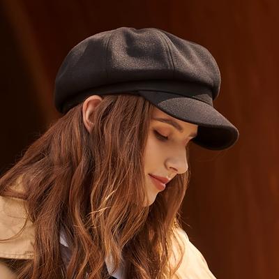 Gorra ajustable de vendedor de periódicos, gorra octogonal retro de invierno al aire libre con estampado de cuadros