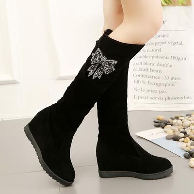 Women's Long Boots Autumn and Winter New Inner Heightening Sleeve Women's Cotton Boots Rhinestone Cotton Boots Korean Version Snow Boots Women's Spot