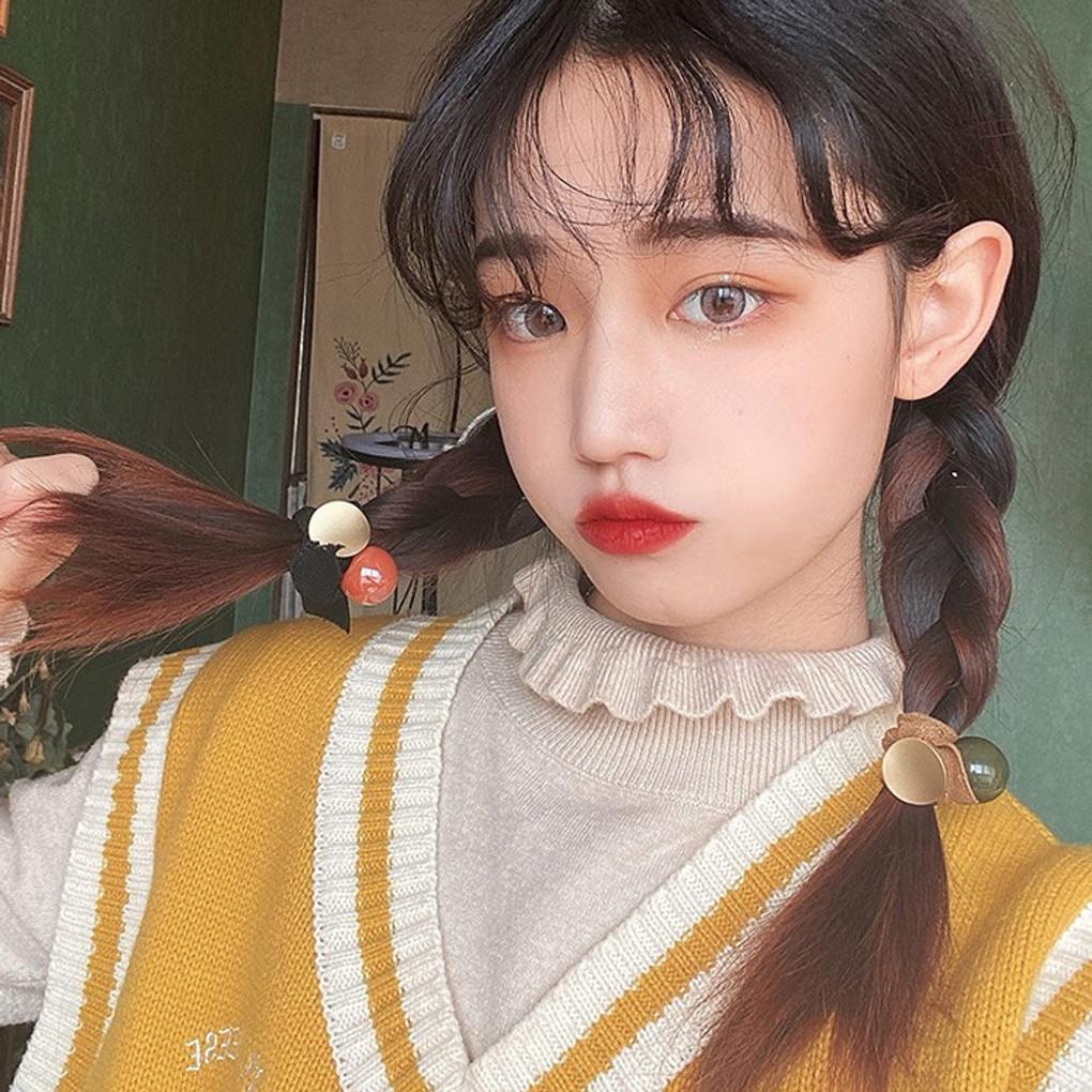 Pastel Bead Metal Hair Ties 5p