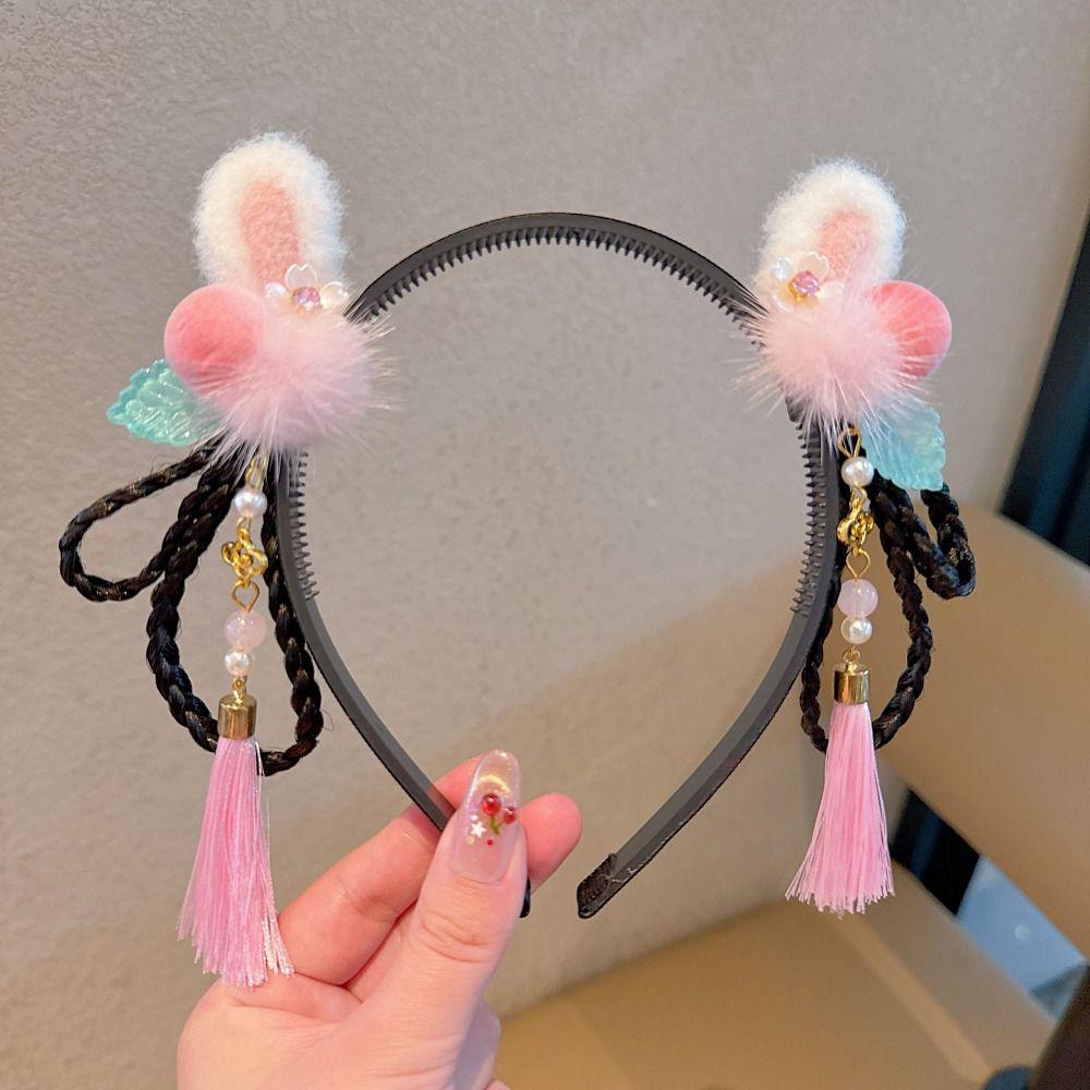 Tassel Chinese New Year Headwear Butterfly Ancient Style Red Hairband Children Wig Headband Daily