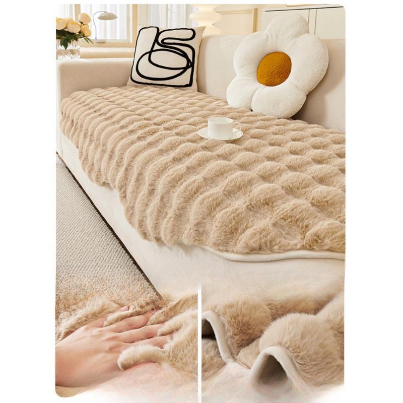 Odchlupený angorský kožený polštář na pohovku Zimní plyšový polštář Podzimní a zimní protiskluzový potah Krycí látka