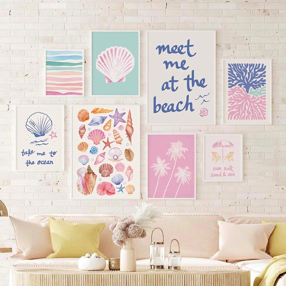 Pobřežní galerie Nástěnné umění Plakáty Letní umělecké tisky Plakáty Dívčí nástěnné umění Trendy Dekorace plážového domu Dekorace ložnice obývacího pokoje