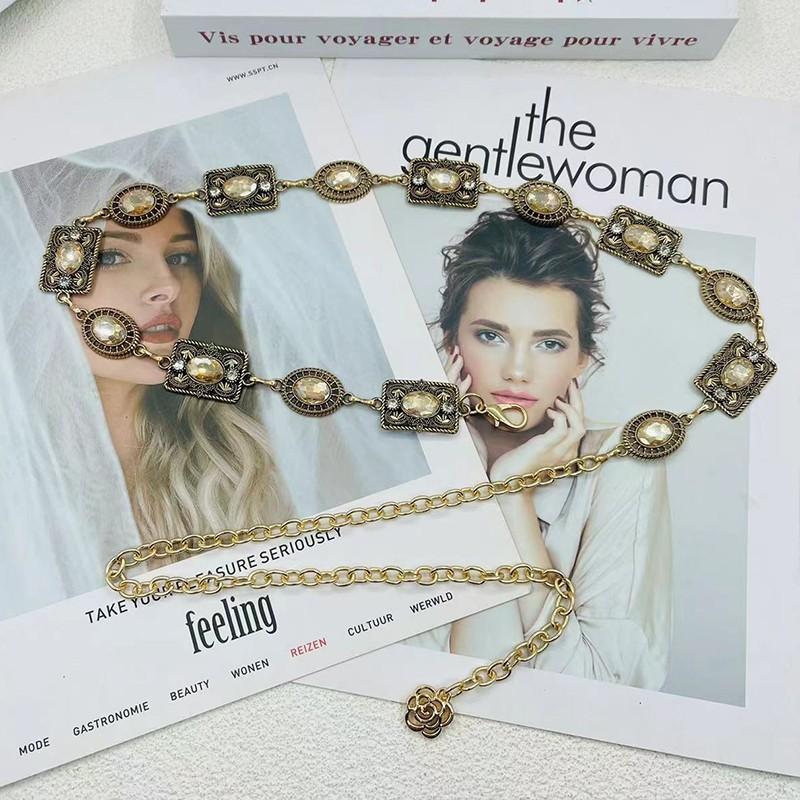 Gioiello Retro Stile Etnico Catena Vita con Decorazioni in Diamante d'Acqua per Donne