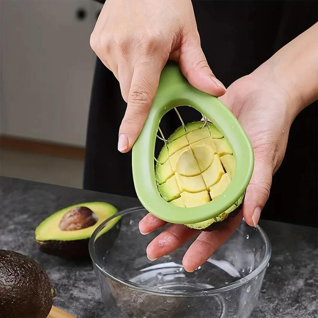 1pc stainless steel avocado cutting set, used for slicing, core digging, and core removal, multifunctional kitchen tool